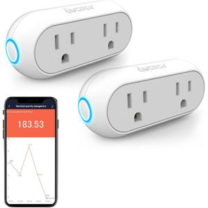 Smart Plugs That Compatible with Alexa Google Home Siri, Wireless 2.4G WiFi Outlet Controlled by Smart Life Tuya Avatar Controls APP, 10A Mini Socket Enchufe Inteligente with Timer, Dual, 2 Pack