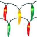 Chili Pepper String Lights, 13.6FT Lights String with 35 Multicolor Chili, Christmas Pepper for Indoor Outdoor Garden Patio Christmas Party Carnival Decor, Green Wire