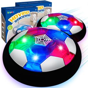 KKONES Kids Toys Hover Soccer Ball (Set of 2), Battery Operated Air Floating Soccer Ball with LED Light and Soft Foam Bumper for Indoor Outdoor Game, Gifts for Age 3 4 5 6 7 8-16 Year Old Boys Girls