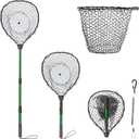 Rubber Fishing Net with Telescoping Handle - High Strength Landing Net for Fishing with Soft Rubber Netting, Two Sizes Options, L, Hoop Size: 20.3 X 16