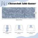 14 Pack Dusty Blue Cheesecloth Table Runner 17x108 Inch Semi Sheer Boho Gauze Cheese Cloth Fabric Table Runners, for Wedding Party Baby Shower Birthday Home Decor Garden Farmhouse