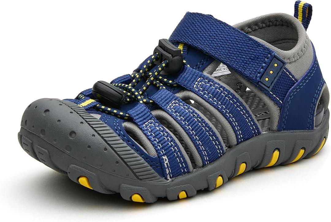Weestep Toddler Little Kid Boys and Girls Close Toe Hook Loop Sandal, N-13 Navy