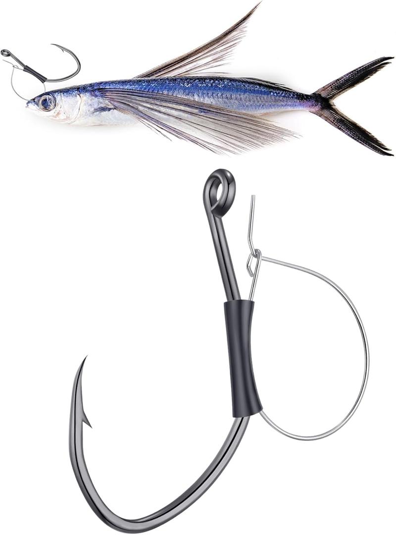 7 x Premium Live Bait Hooks for Large Fish  High-Strength Carbon Steel, Unique Live Bait Lock Design, Corrosion-Resistant, Perfect for Saltwater & Freshwater Fishing. (small)