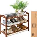 Shoe Rack for Front Foor Entrance, Bamboo Shoe Rack for Closet Shoe Organizer Closet Organizers and Storage Shelves (Brown, 3 Tier)