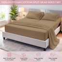 Flex Head King Sheets Sets for Adjustable Beds-Top Split King Sheets Sets (4 Pcs) King 34 Inch Down Sheets Taupe 16 Inch Deep Sheets