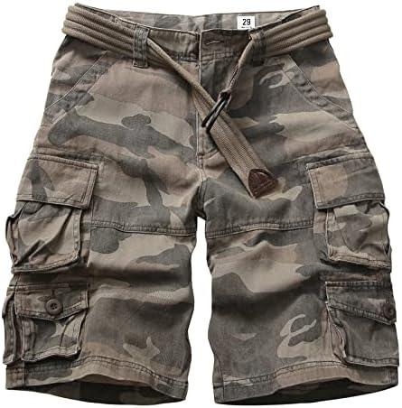 GSGGIG Cargo Short for Men Relaxed Fit Camo Outdoor Hiking Work Cotton Casual Shorts with 9 Pockets No Belt 36