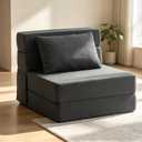 Folding Sofa Bed | Convertible Sleeper Chair Bed for Adults, Fold Out Chair to Bed Linen Futon Chair with Pillow, for Home Dorm Apartment RV Living Room, Single Size Dark Gray