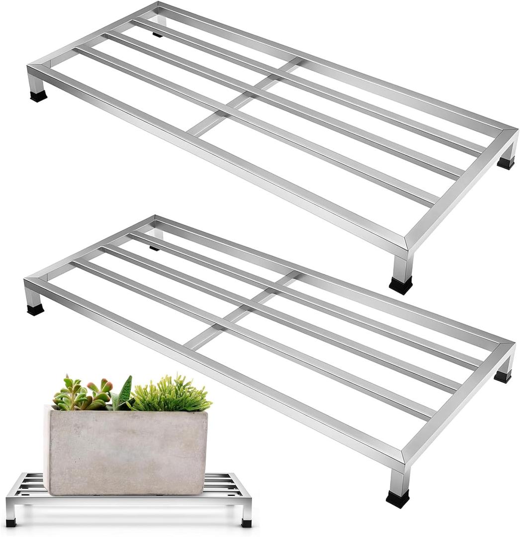 MorningRo 2 Pack Dunnage Rack 39.37" Long X 15.75" Wide, 3.9" Height Stainless Steel Dunnage Rack 1800 lbs Capacity Storage Commercial Food Service Storage in Restaurant Kitchens Shop