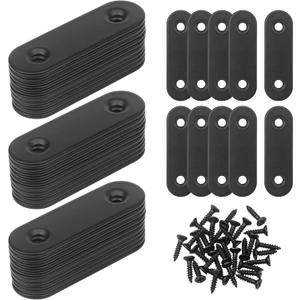 40 Pcs Straight Brace, 2 x 0.6 Flat Brace, Stainless Steel Straight Bracket, Mending Joining Plates for Bed Frame,Board,Wood,Shelves & Furniture, Matte Black (40)