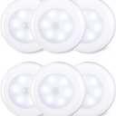 STAR-SPANGLED 6 Pack 2.8 Motion Sensor Lights Indoor AAA Battery Operated, Stick on LED Puck Light for Stairs, Under Cabinet, Closet, Cool White
