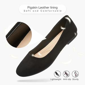 Shupua Flats for Women Round Toe Flat Shoes Dressy Black Ballet Flats Comfortable Womens Dress Shoes Ballerina Flats for Work, 8