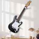 Electric Guitar Wall Mount Hanger Horizontal Hidden Design, Solid Wood Holder with Adjustable Hooks, Neck Protection (White)