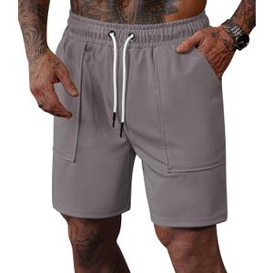 Men's Sweat Shorts Elastic Waist Drawstring 6'' Inseam Casual Gym Athletic Shorts with Pockets (S-3XL) (M)