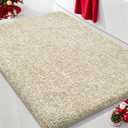 Yimobra Bathroom Rugs Mat, Extra Soft Comfortable Bath Rugs, Non-Slip, Water Absorbent and Thick Bathroom Floor Mats, Machine Washine, Shaggy Rugs for Shower Bathtubs, 24 x 17 Inch, Beige