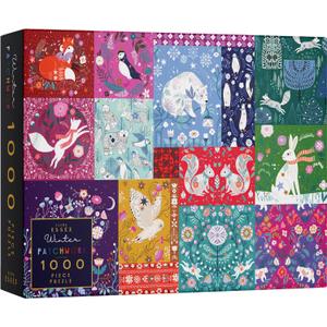 Elena Essex Christmas Puzzle - Winter Patchwork, Puzzles for Adults 1000 Pieces, Jigsaw Puzzles, Winter Animal Thanksgiving Christmas Holidays 1000 piece Puzzle, Size 20x28 inches