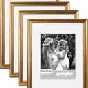 Yaetm 16x20 Gold Picture Frame Matted to 11x14 Set of 4, 1.4" Wide Molding & Rustic Golden 16x20 Frame for Wall Gallery, Home and Office, Wall Mount, 4 Pack