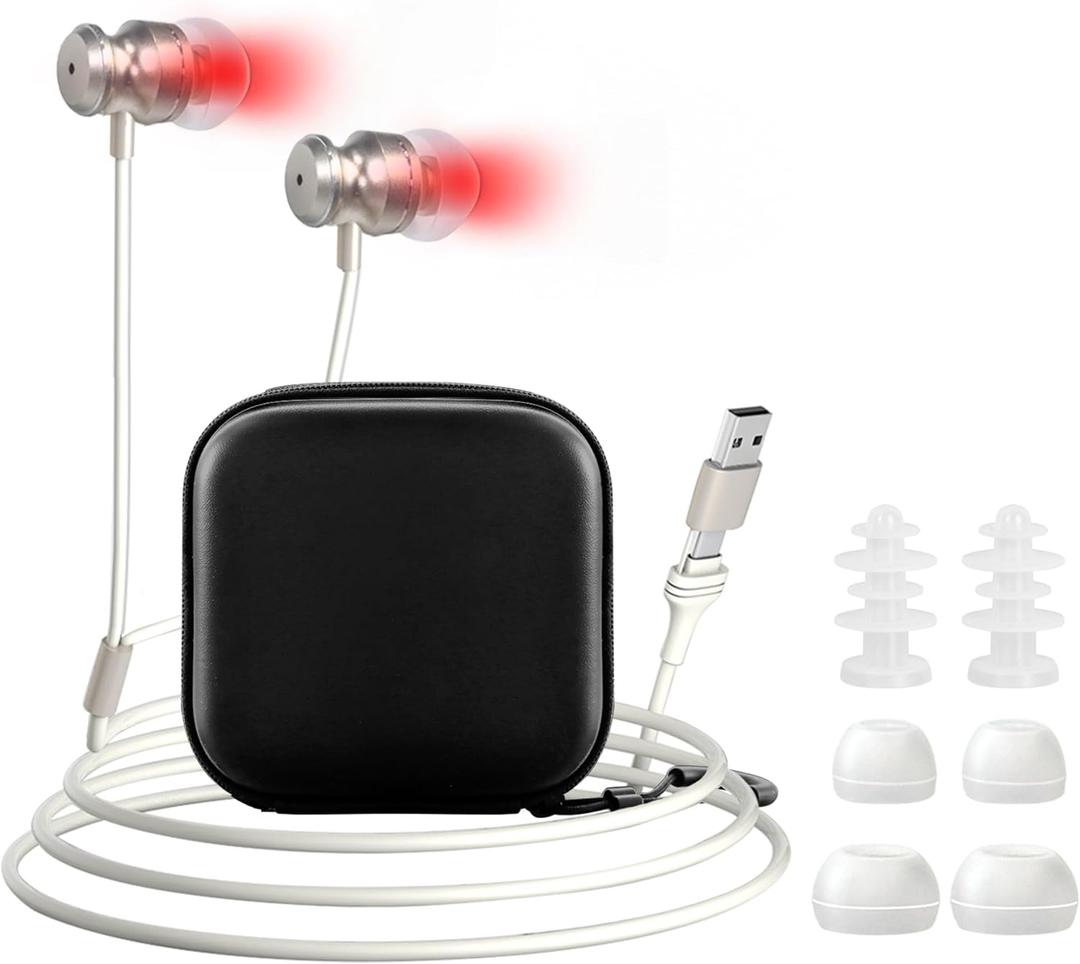 Red Light Therapy Device Upgraded 2-in-1 Red Light Therapy Device for Tinnitus Relief  650nm Red Light for Ears & Nose with USB & Type-CIncludes Soft Silicone Tips and Storage Box (White)