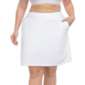 HDE Womens Plus Size Athletic Skort Golf Tennis Skirt with Bike Shorts & Pockets (White) 26