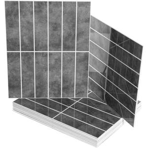 Art3d 10-Sheet Faux Marble Peel and Stick Backsplash Tile for Kitchen Wall Bathroom Countertops, 11.4 inch x 9.1 inch Stick-on Glazed-Ceramic Finish Resist to Water, Heat and Scratches, Ash Grey