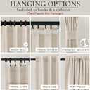 96 Inch Living Room Curtains Natural Taupe Linen Pleated Drapes Back Tab Ceiling Track 8ft Light Filtering Privacy Rustic Cabin Farmhouse Sheer Window Curtain Decor Design for Bedroom 2 Panels Set