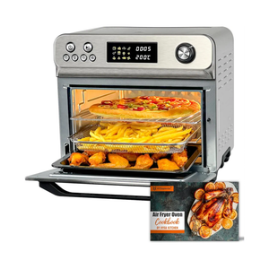 HYSapientia Air Fryer Toaster Oven Combo, 26Quart 10-in-1 Extra Large Countertop Convection Oven with LED Display Knob Control, 1800W Stainless Steel, Less Oil, Faster Cooking,7 Accessories+Recipe