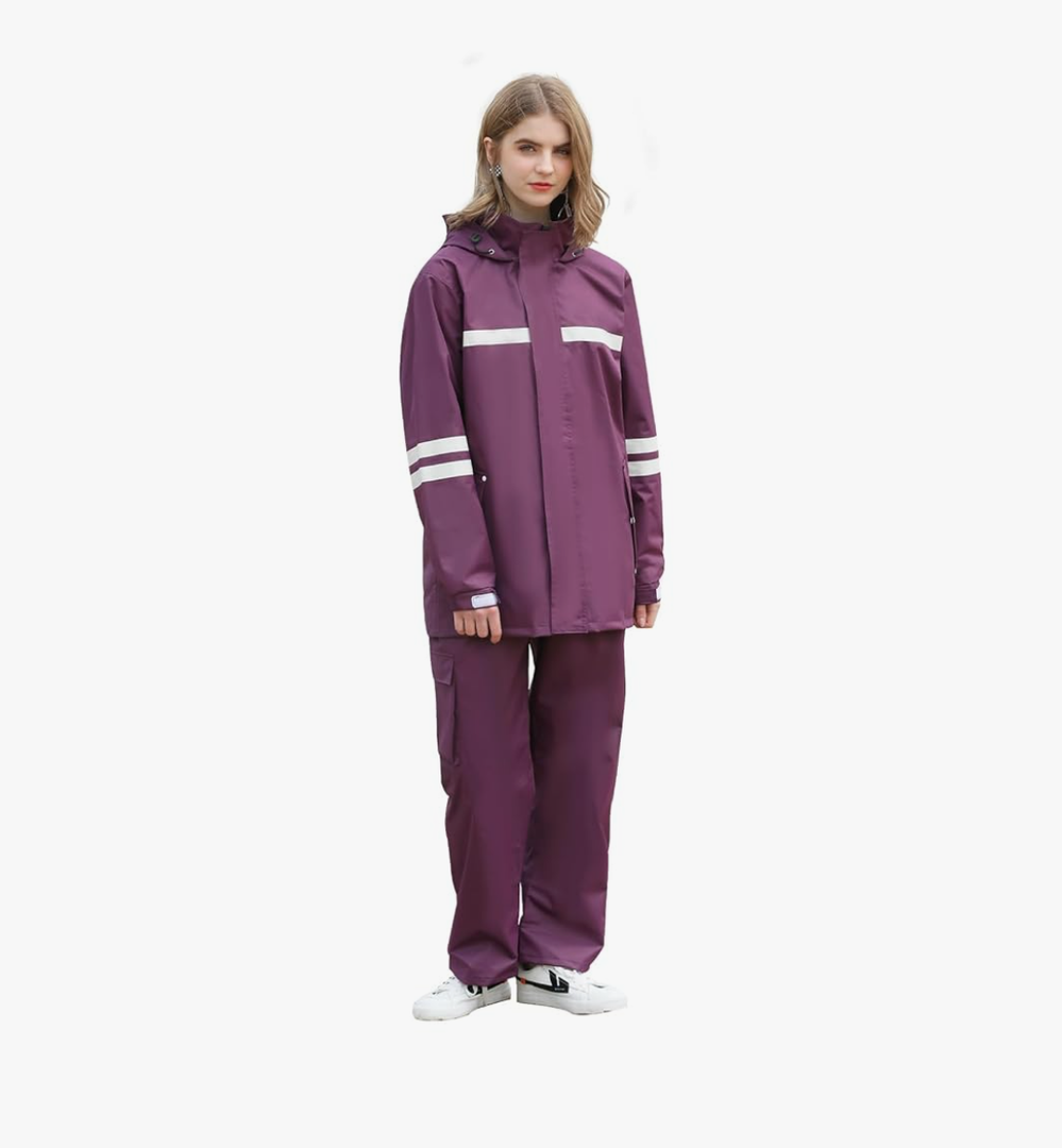 Rain Suit for Men & Women,Waterproof Rain Jacket&Trouser Suit with Reflective Strip,All-Sport Raincoat Anti-storm XL