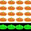 20pcs Glow in The Dark Mini Resin Pumpkins, Luminous Tiny Illuminated Pumpkins Plastic Foam Halloween Miniatures Small Figures for DIY Crafts Table Party Fish Tank Figurines Trinkets Decor