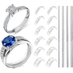 Ramalto Ring Sizers for Loose Rings  16 Pack Invisible Ring Size Adjusters with Insert & Spiral Guards, Reduce Size by 0.51 & Stop Spinning, Fits Bands 1-8mm, Unisex Tighteners No Resizing Needed (Clear)