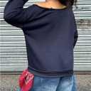 Girl's Number Jersey Sweatshirt Long Sleeve Off The Shoulder Sweatshirt Tops Pullover Streetwear (Blue)