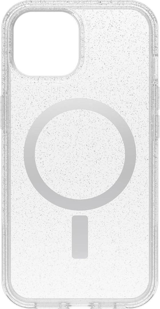 OtterBox iPhone 15, iPhone 14, and iPhone 13 Symmetry Series Clear Case - Stardust (Clear/Silver), Snaps to MagSafe, Ultra-Sleek, Raised Edges Protect Camera & Screen