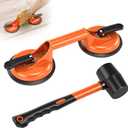 Saker Laminate Floor Gap Repair Tool,Suction Cup Lifter,Floor Gap Repair Kit with Rubber Mallet for Moving Glasses and Floating Wood Floors (Orange)