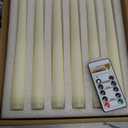 Homemory 24 Pcs Waxy Flameless Taper Candles with Remote, Led Flameless Candlesticks Classic Tall Candle, Flickering Battery Operated Taper Candles for Bedroom, Dining Room, Ivory, 9.6 inches