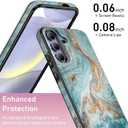 Goodon for Samsung Galaxy S24 Plus Case Wallet - Flip Folio Leather Cover with Trendy Floral Design, 3 Card Slots & Kickstand Function, Protective Phone Case for Women and Girls - Teal Gold Marble