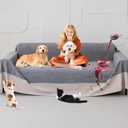 Loiion 100% Double-Sided Waterproof Dog Sofa Cover - Anti-Slip, Leakproof Couch Cover, Pet-Friendly Couch Protectors for Puppy, Large Dog, Kids and Pets 150"X91" (Dark Gray)