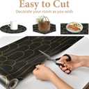 Shelf Liners for Kitchen Cabinets Drawer Liner 12in x 20FT Non Adhesive Black Gold Line Thickened Refrigerator Shelf Liner Paper Strong Easy to Clean for Tool Box with Knife and Tape Measure