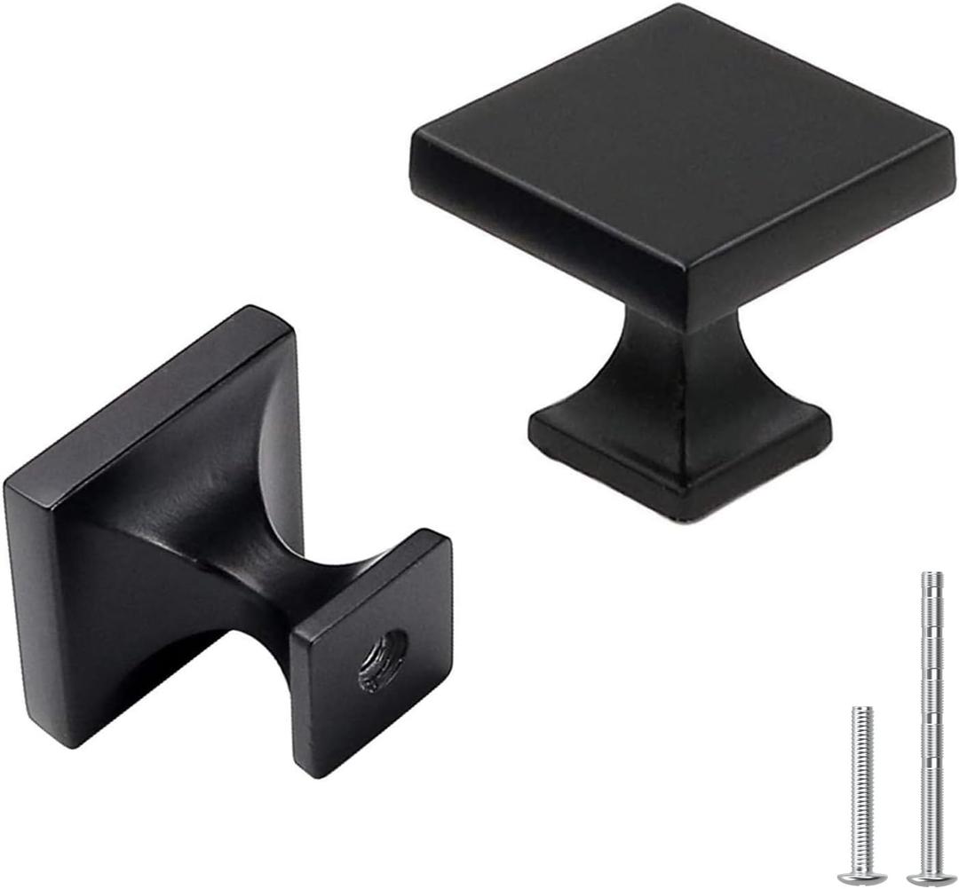 goldenwarm 5 Pack Black Cabinet Knobs for Dresser Drawers Kitchen Hardware Handles 1.1 inch Width Square Knob for Cabinets,Zinc Alloy