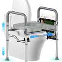 400lb Toilet Seat Riser for Seniors, Handicap Elevated Raised Toilet Seat with Handles, Adjustable Height & Width for Elderly, Pregnant, Fit Any Toilet