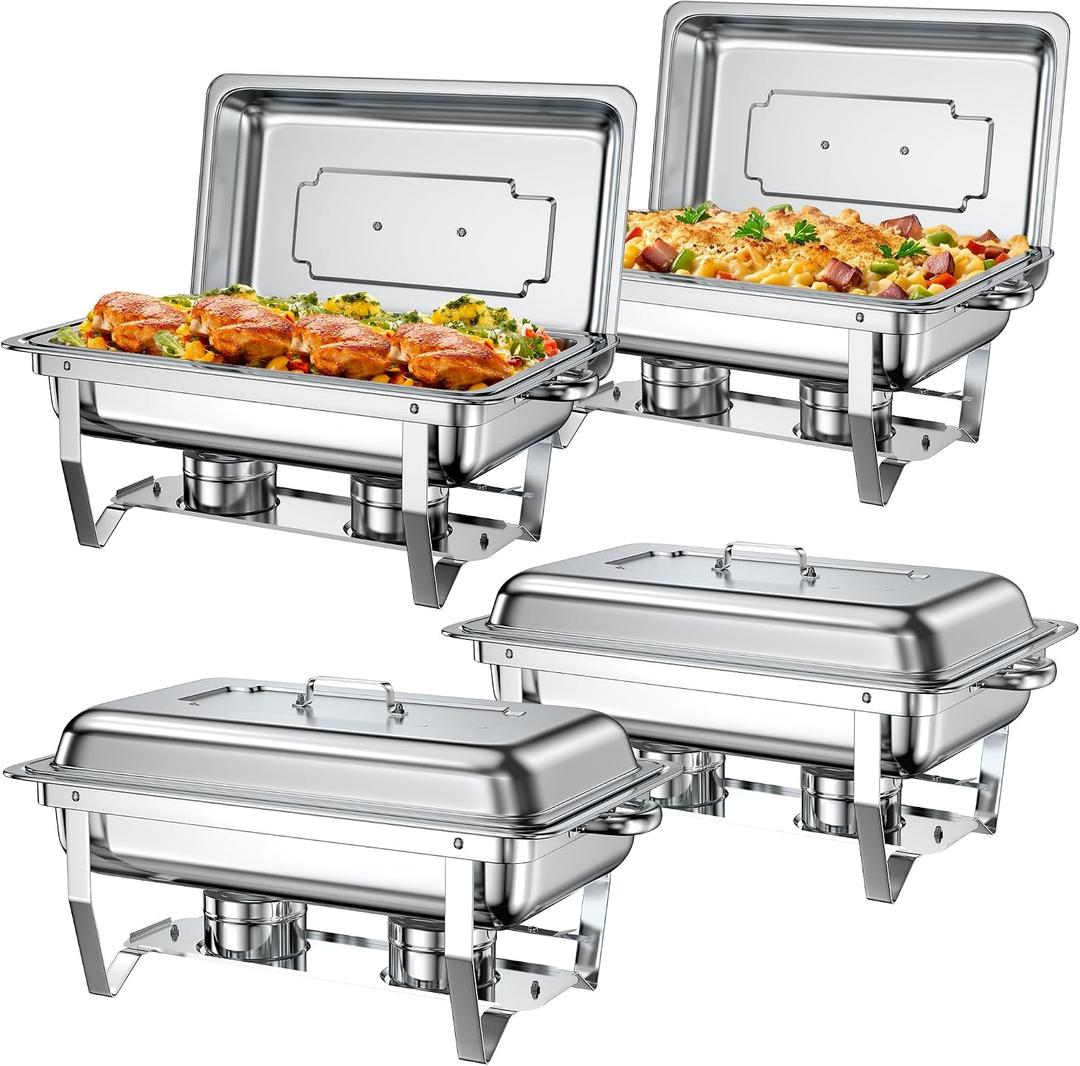Rengue 9.5 QT Chafing Dishes for Buffet, 4 Pack Chafing Dish Buffet Set
High Premium Stainless Steel Food Warmers Heating & Cooling for Parties Buffet, Gatherings, Banquet, Weddings, Events Serving