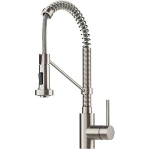 KRAUS Bolden Commercial Style 2-Function Single Handle Pull Down Kitchen Faucet in Spot-Free Stainless Steel, KPF-1610SFS