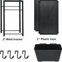 Bathroom Countertop Organizer with Basket & Hooks, 2 Tier Bathroom Organizers and Storage for Perfume, Cologne, Spice, Black Vanity Organizer for Kitchen, Office and Under Sinks (11.6" x 6.7" x 11.8")