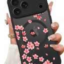 ZIYE Magnetic Case for iPhone 17 Pro Max 6.9 Inch [Compatible with MagSafe] Hard PC and Soft TPU Case with Cherry Blossom Pink Floral Anti-Scratch Shockproof Protection Phone Cover for Women
