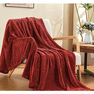 inhand Fleece Throw Blanket, Super Soft Fuzzy Blanket for Couch Sofa Bed Office, Cozy Plush Fleece Blanket Throw Size, Washable Lightweight Flannel Blankets Throw for All Season(50”x60”,Burgundy)