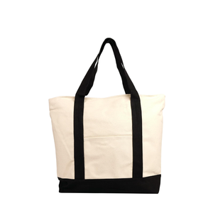 22" x 16" 12 Oz Cotton Canvas Boat, Grocery & Beach Bag (Tote) Natural/Black