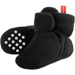 Fleece Baby Booties 0-6 Months Unisex Newborn Booties Non-Slip Newborn First Walkers Shoes Baby Slippers for Baby Boys & Baby Girls, Black