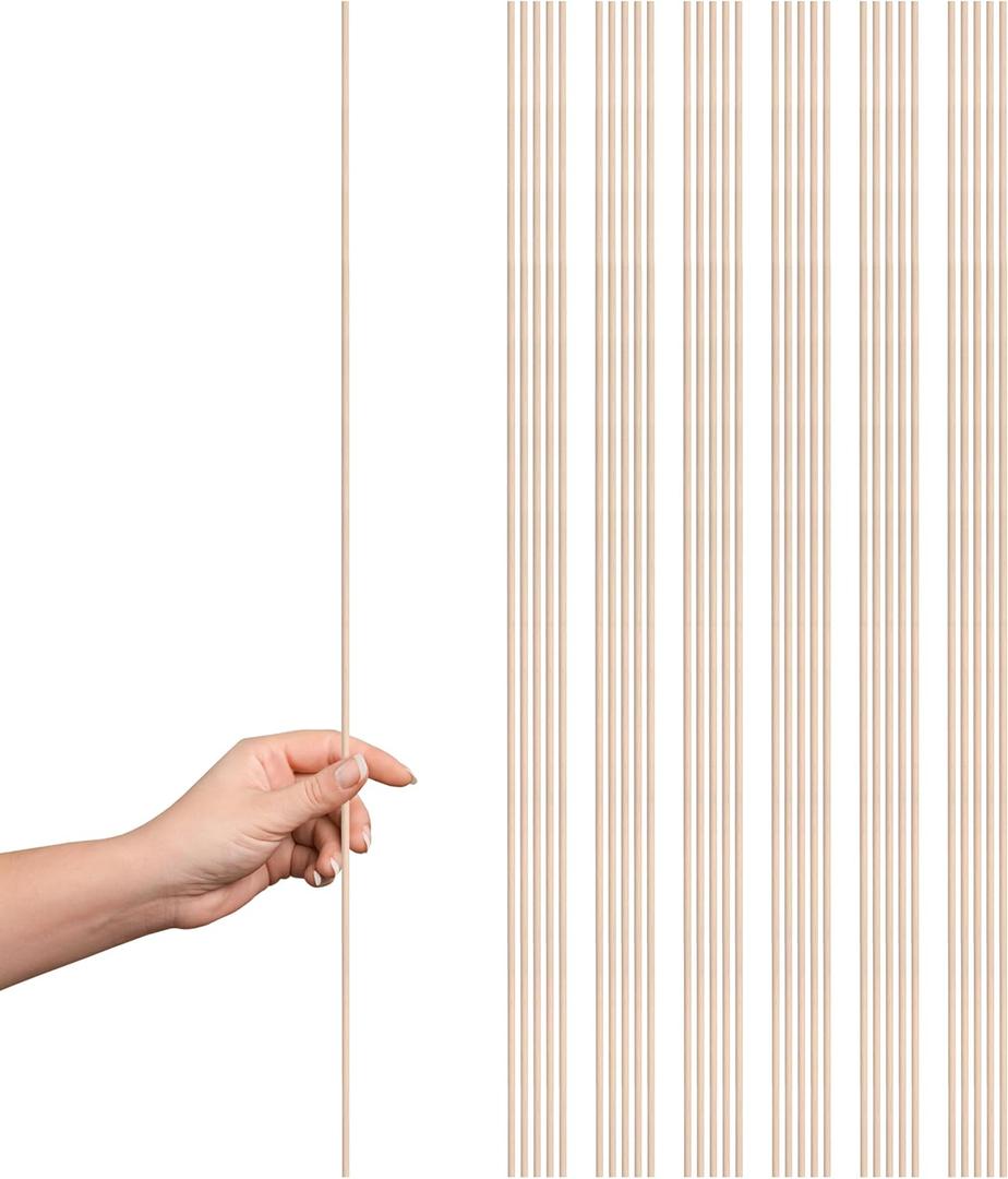 30PCS Birch Wooden Rods for Crafts  Wooden Dowel Sticks for Crafting 24" x 1/8" Unfinished Hardwood Sticks Long Rods Birch Dowel for DIY Projects
