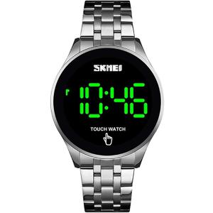 SKMEI Touch Screen Digital LED Waterproof Men Womens Sport Casual Stainless Steel Wrist Watch