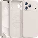 Ktele Magnetic for iPhone 17 Pro Max Case [Compatible with Magsafe] [Premium Silicone Satin-Smooth Touch] Slim Shockproof Anti-Scratch Microfiber Lining Case, 6.9 inch, Stone