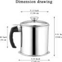 Kyraton Bacon Grease Container With Strainer, 48 oz Stainless Steel Oil Container, Pot Fat Storage With Lid, Easy Grip Handle Suitable For Storing Frying Oil And Cooking Grease 1. Silver