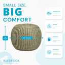 BIRDROCK HOME Round Pouf Ottoman Foot Rest, 18.5”x15”, Herbal Olive Green, Small