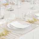 PLASTICPRO 24 Piece Aristocratic Combo Plastic Dinner Plates Disposable Plastic Fancy Heavy Duty Party Dishes 12, 7'' inch and 12, 10'' inch, Pearl White With Gold Rim